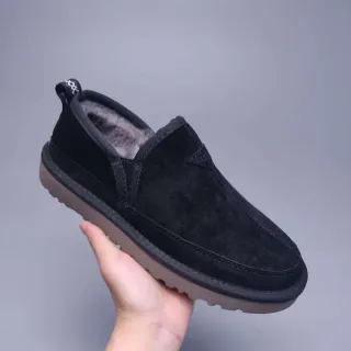 UGG Tasman Black Suede Shearling-Lined Loafers