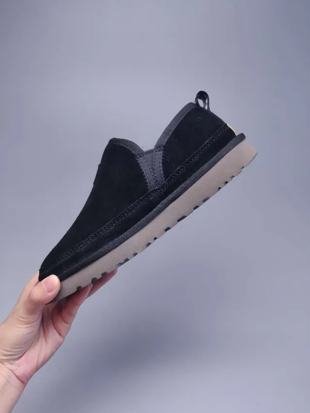 UGG Tasman Black Suede Shearling-Lined Loafers 9