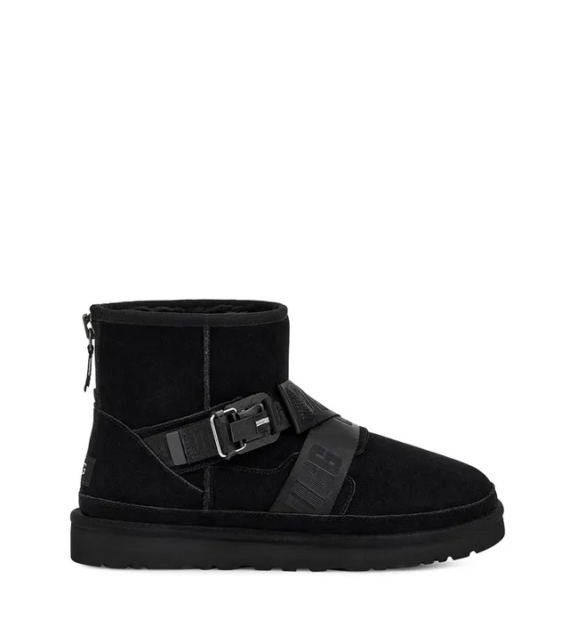 UGG Tasman Black Suede Strap-and-Buckle Snow Boots 2