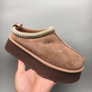 UGG Tasman Brown Beige Platform Sole Woven Knit Trim 休闲鞋