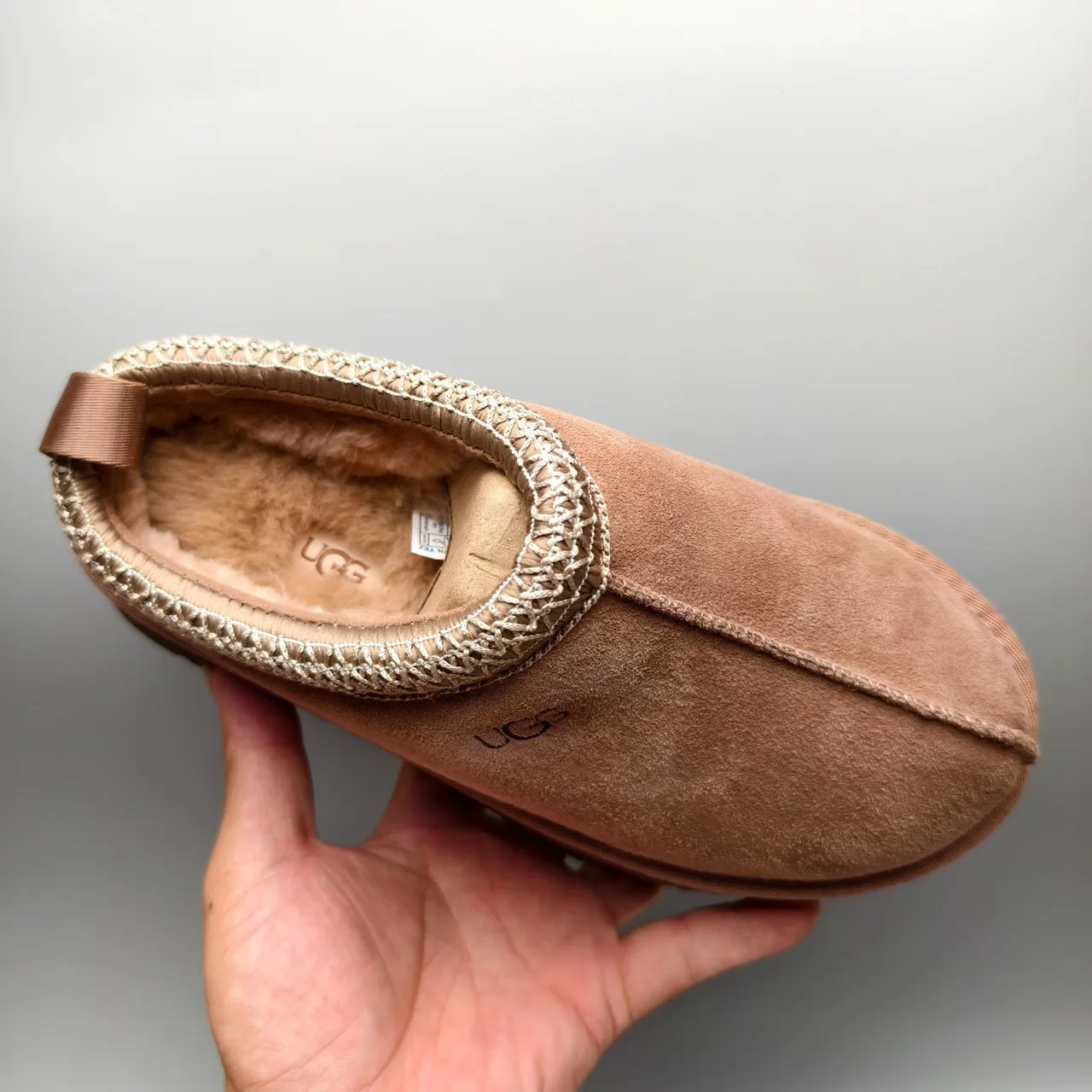 UGG Tasman Brown Beige Platform Sole Woven Knit Trim sapatos casuais 3