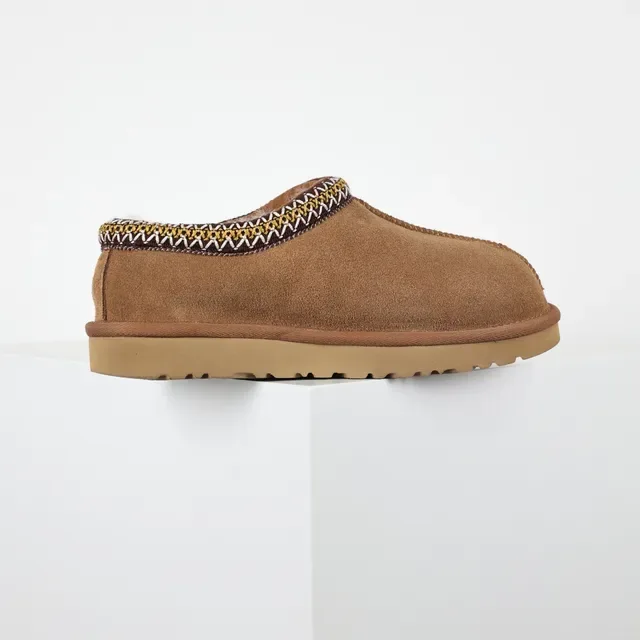 UGG Tasman ब्राउन बीज स्यूड अपर वूवन ट्रिम कॉलर कैजुअल जूते 7