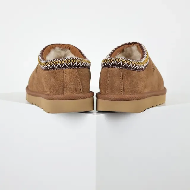 UGG Tasman ब्राउन बीज स्यूड अपर वूवन ट्रिम कॉलर कैजुअल जूते 8