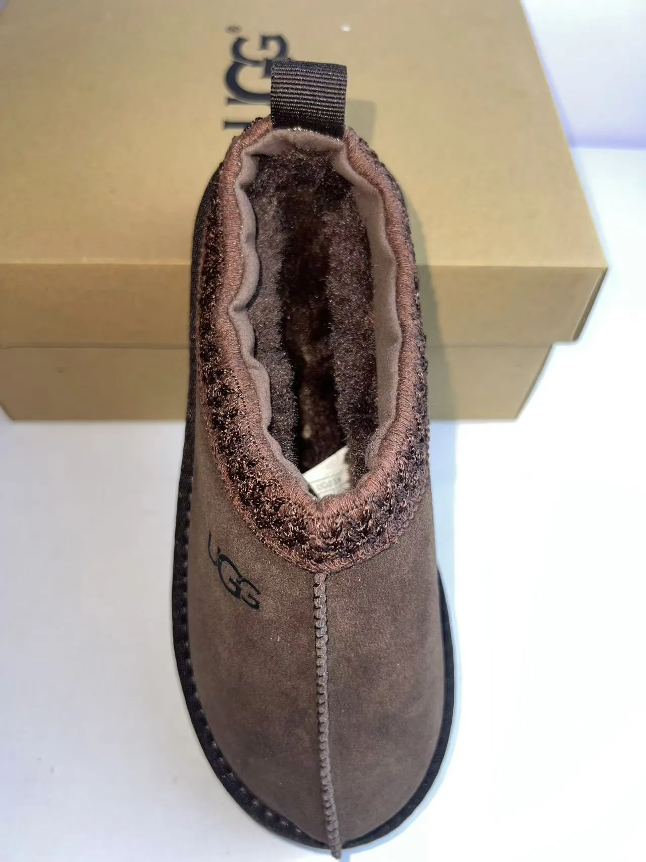 UGG Tasman Brown Platform Sole Knit-Trimmed Collar Casual Shoes 4