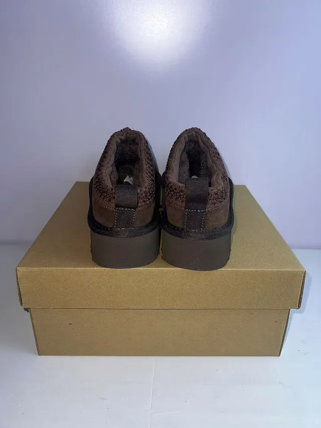 UGG Tasman Brown Platform Sole Knit-Trimmed Collar Casual Shoes 5