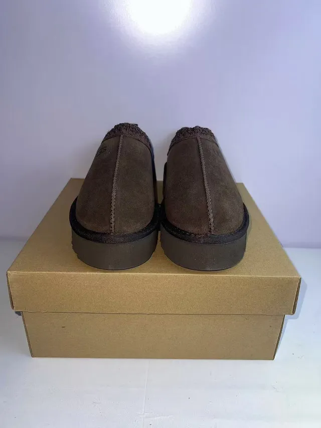 UGG Tasman Brown Platform Sole Knit-Trimmed Collar Casual Shoes 6