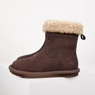 UGG Tasman भूरी चमड़े की कतरनी आस्तीन एंक्ल बूट