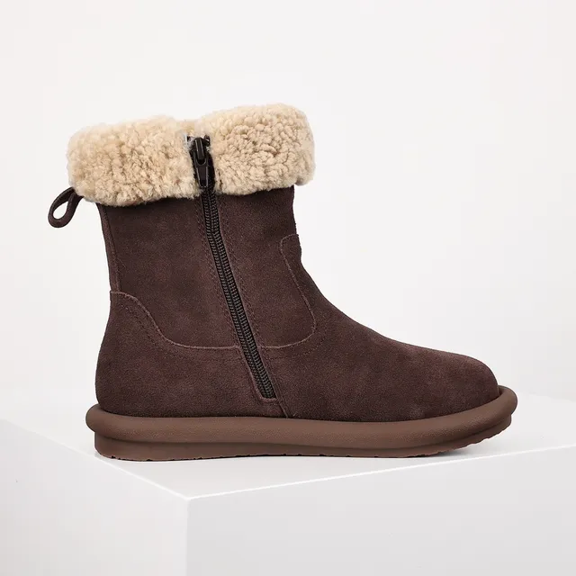 UGG Tasman Brown Suede Shearling Cuff Ankle Boots 7
