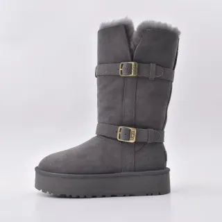 UGG Tasman কার্বন গ্রে শিয়ারলিং লাইন্ড প্ল্যাটফর্ম স্নো বুট
