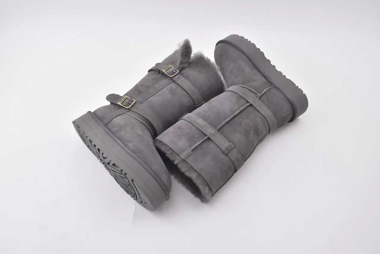 UGG Tasman Charcoal Gray Shearling-Lined Platform Snow Boots 3