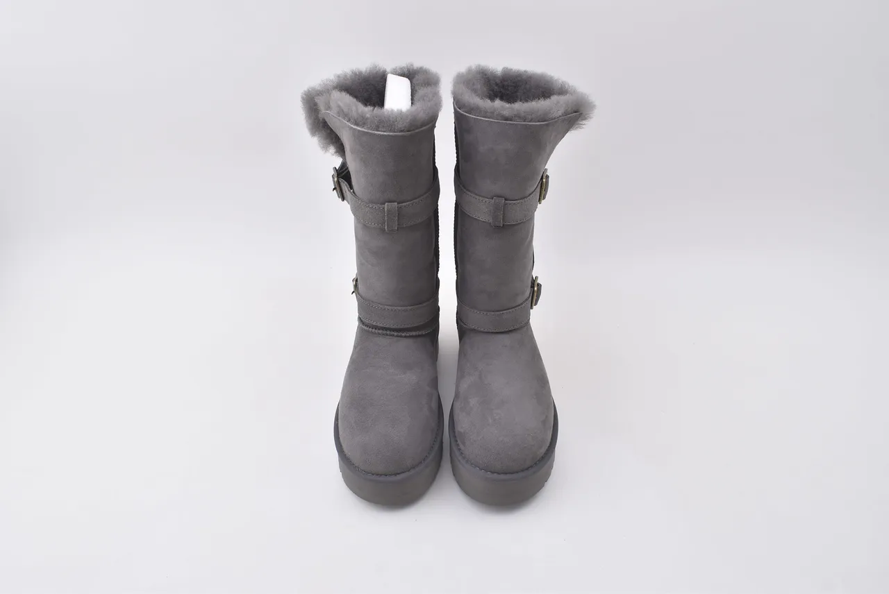 UGG Tasman Charcoal Gray Shearling-Lined Platform Snow Boots 5