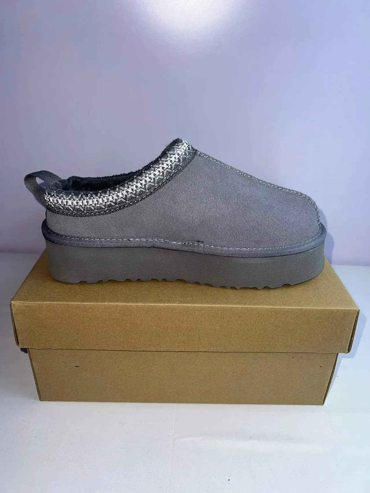 UGG Tasman Gray Suede Platform Slipper 6