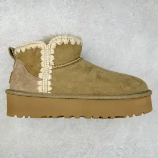 UGG Tasman 棕褐色麂皮针织边平台雪靴