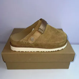 UGG Tasman Tan Suede Platform Slippers