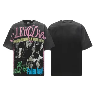 Vale Forever Oversized Distressed Graphic Print Black T-Shirt