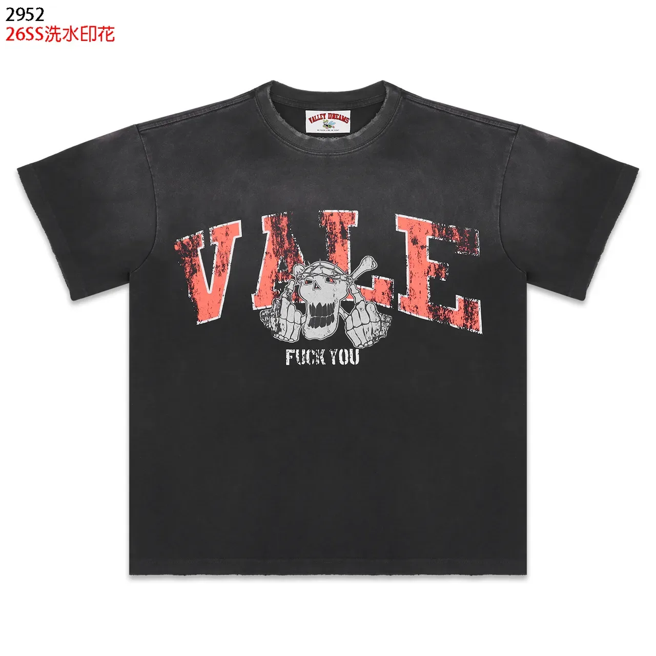 Camiseta negra lavada Vale Forever VALE con estampado de calavera 3