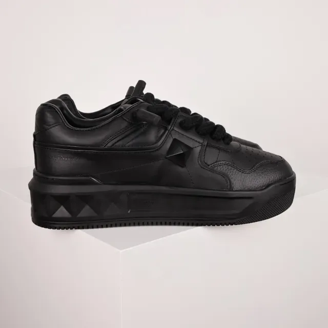 Valentino Black Monochrome Pyramid Stud Detail Lifestyle Sneakers 3