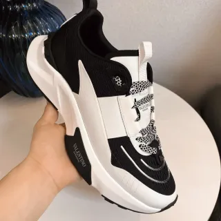 Valentino Black White Chunky Sole Mesh Upper Sneakers