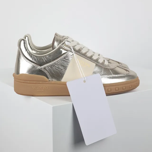 Valentino Garavani Metallic Silver and Cream Lifestyle Sneakers 3