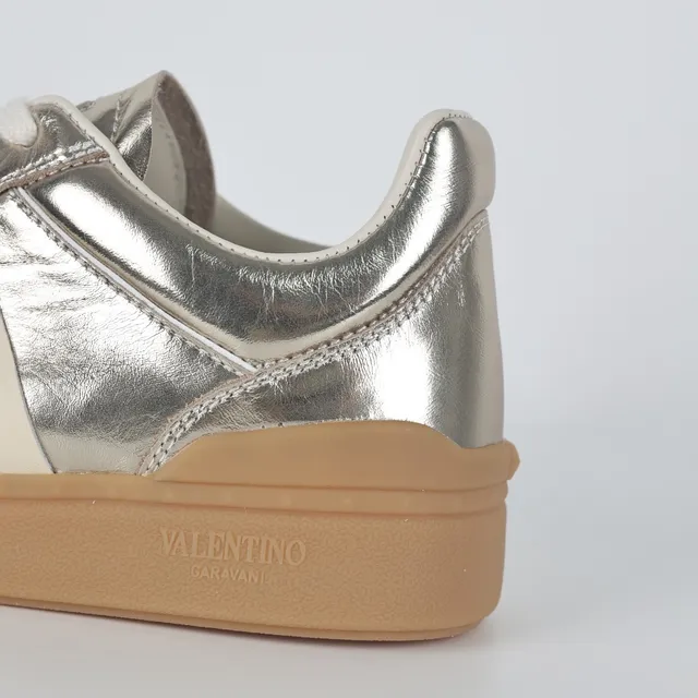 Valentino Garavani Metallic Silver and Cream Lifestyle Sneakers 4