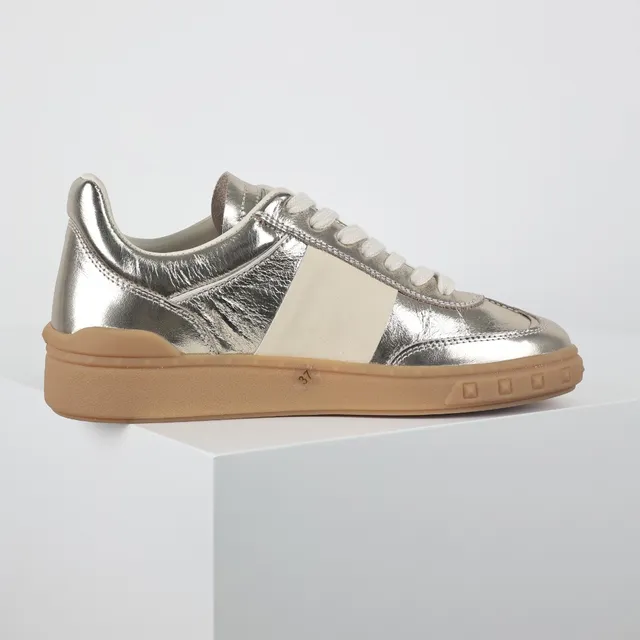 Valentino Garavani Metallic Silver and Cream Lifestyle Sneakers 7