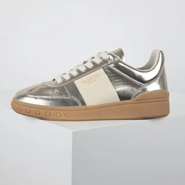 Valentino Garavani Metallic Silver and Cream Lifestyle Sneakers 9