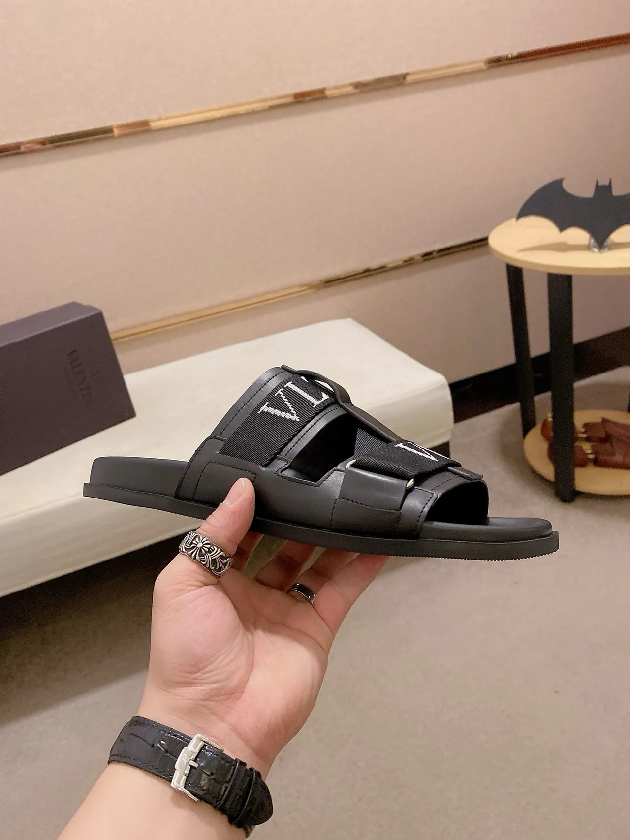 Valentino Garavani VLTN Slide Black Slippers 4