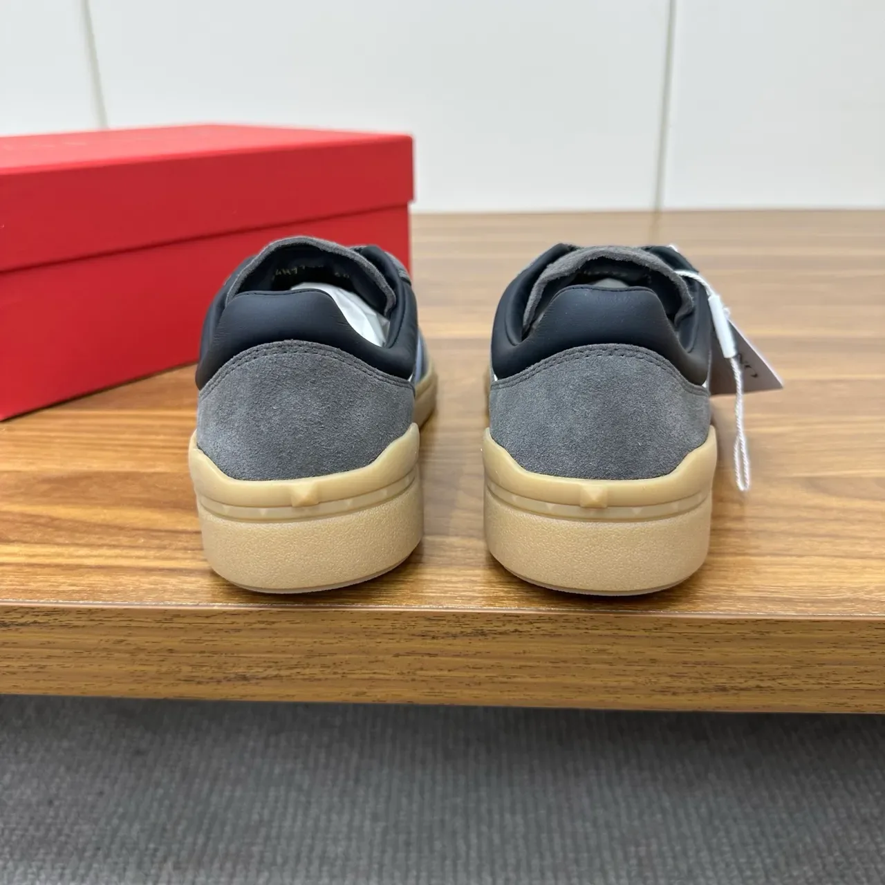 Valentino Gray Blue Suede Upper Light Side Stripe Lifestyle Sneakers 3