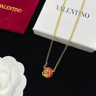 Collar de cadena Valentino de oro rojo con pendentif esférico pavé