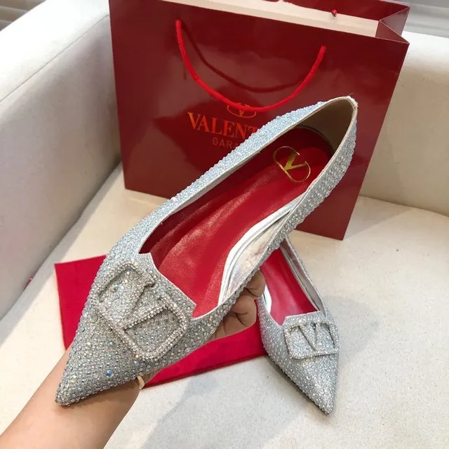 Valentino Rockstud Chaussures de ballet à bout pointu ornées de cristaux 5