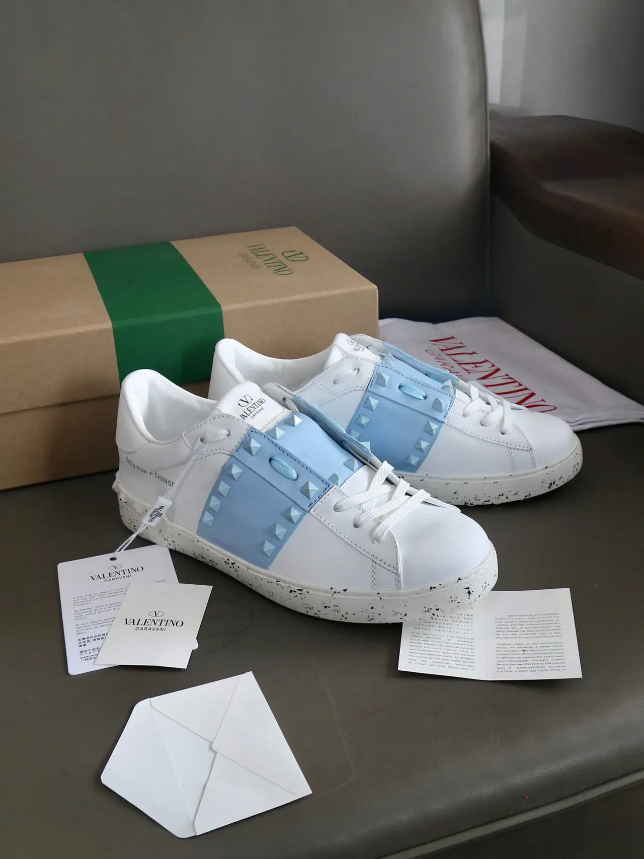 Valentino Rockstud Open For A Change White Light Blue Lifestyle Sneakers 2