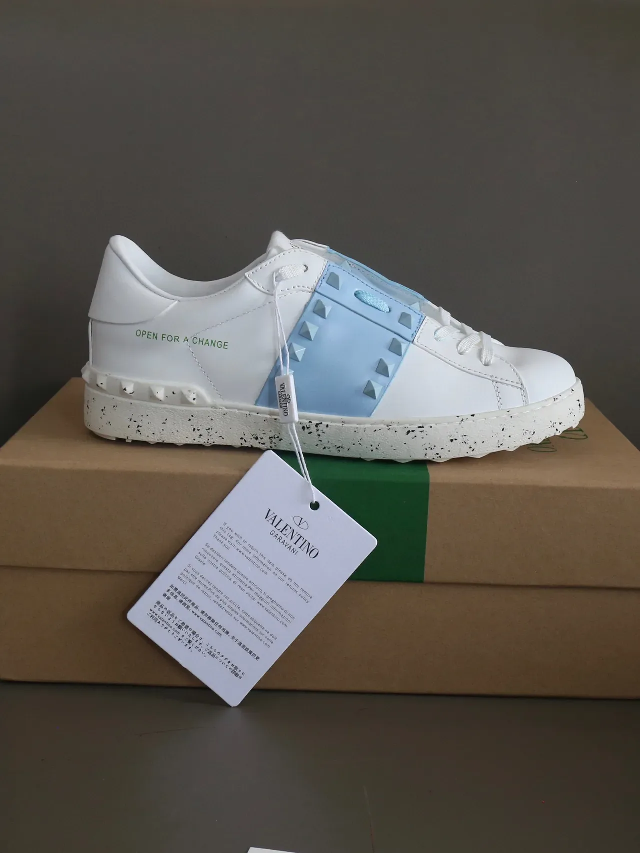 Valentino Rockstud Open For A Change White Light Blue Lifestyle Sneakers 4