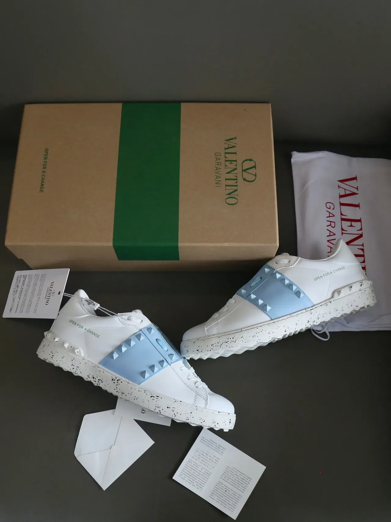 Valentino Rockstud Open For A Change White Light Blue Lifestyle Sneakers 5