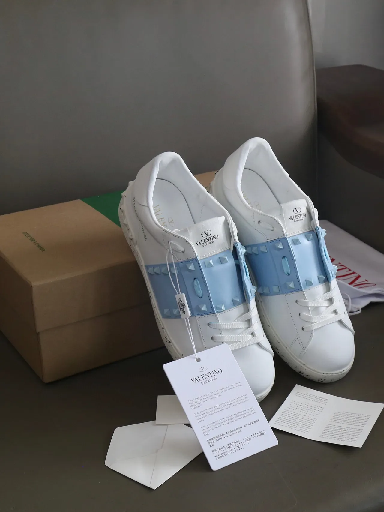 Valentino Rockstud Open For A Change White Light Blue Lifestyle Sneakers 6