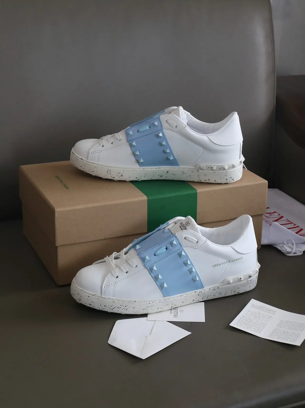Valentino Rockstud Open For A Change White Light Blue Lifestyle Sneakers 7