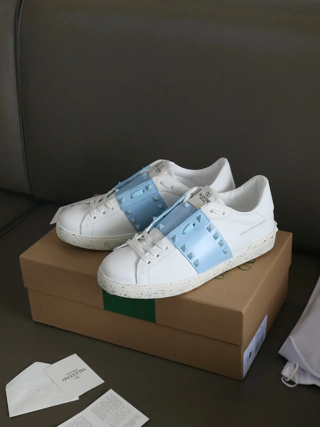 Valentino Rockstud Open For A Change White Light Blue Lifestyle Sneakers 8