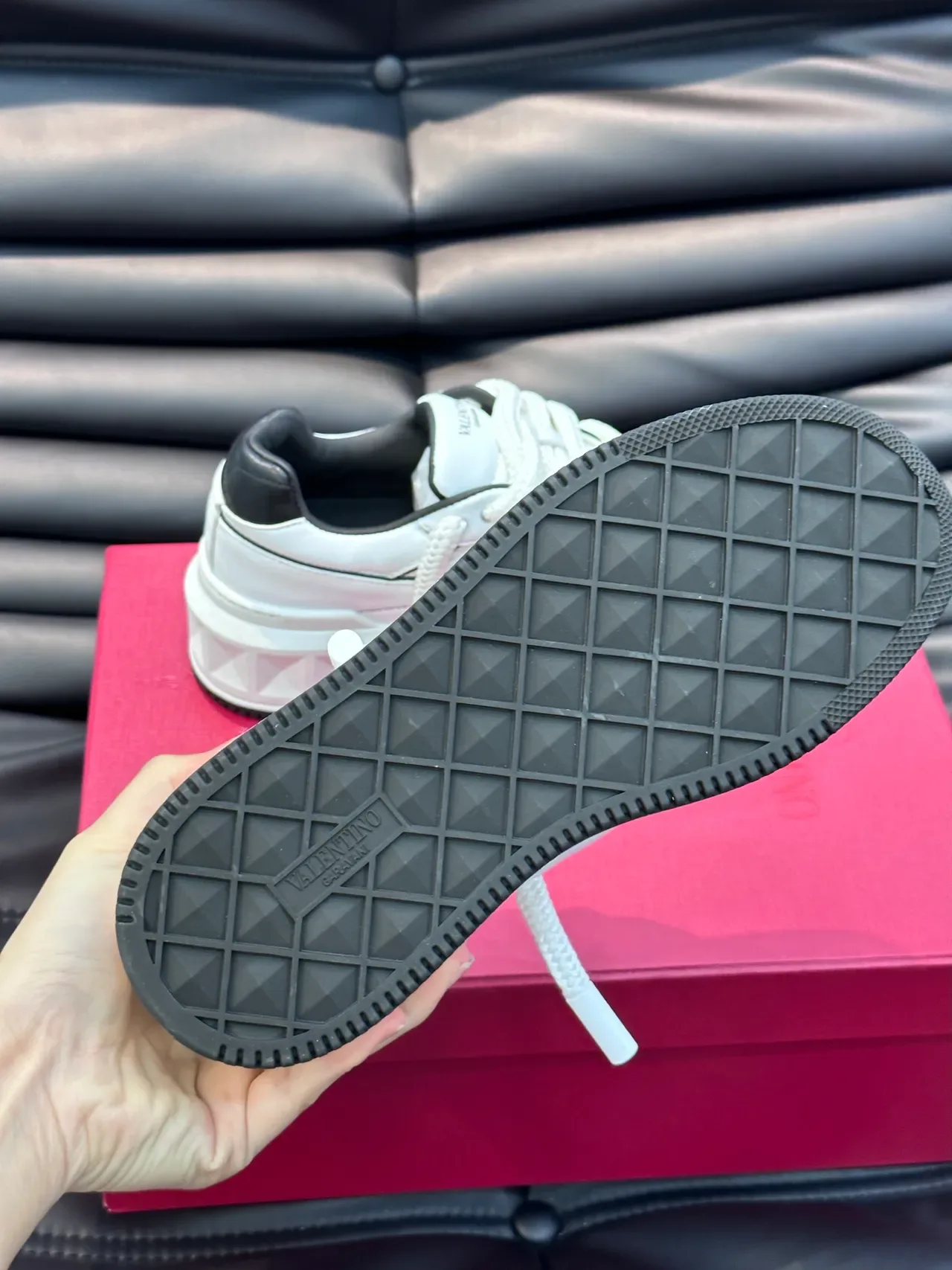 Valentino Rockstud White Gray Black Lifestyle Sneakers 3