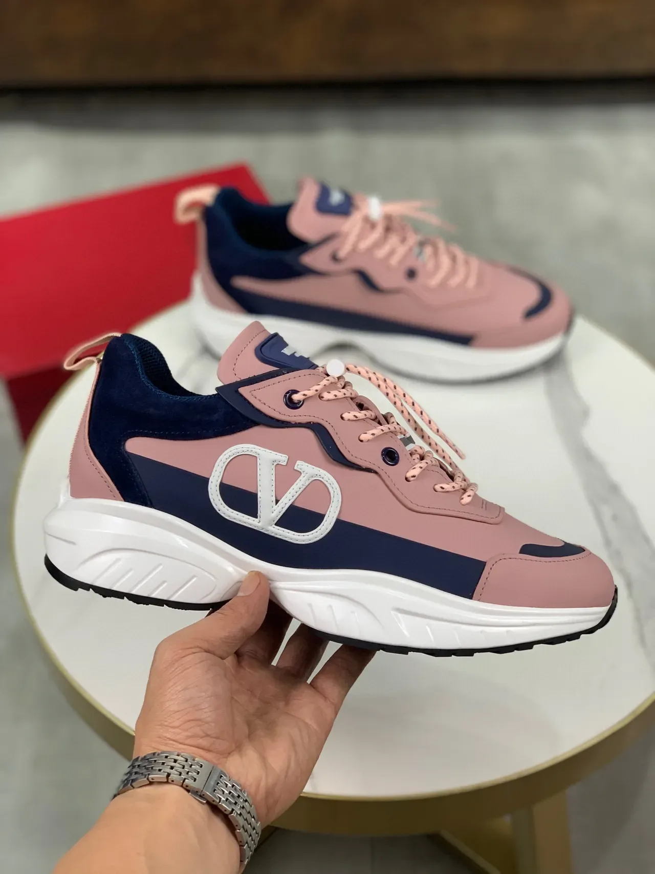 Valentino VLTN Chunky Sneaker Pink and Navy Chunky Sneakers 7