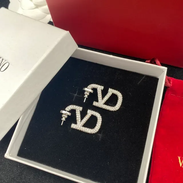 瓦伦蒂诺 VLTN Pavé-Crystal Logo 耳钉 4