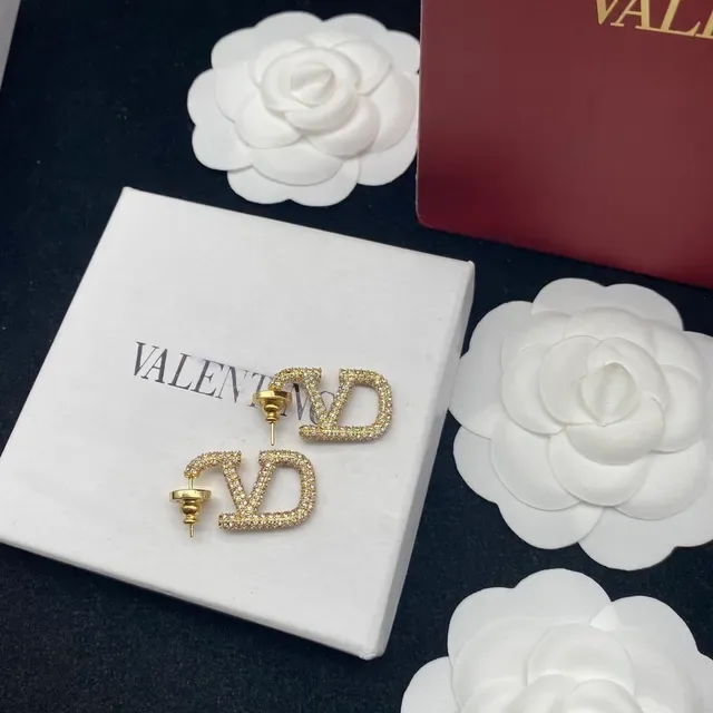 瓦伦蒂诺 VLTN Pavé-Crystal Logo 耳钉 7