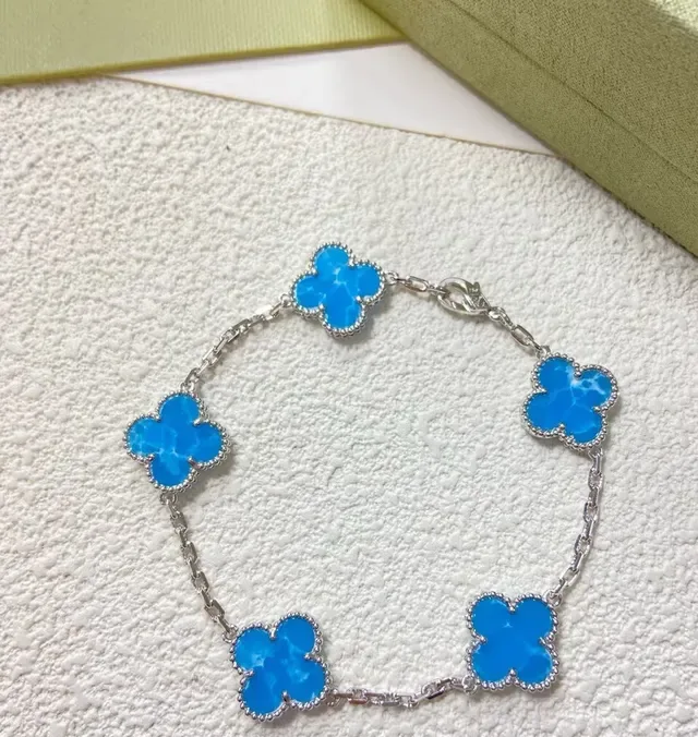 Van Cleef & Arpels Alhambra Cinco motif pedra azul ouro pulseira 3