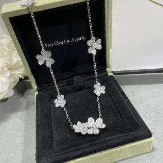 Van Cleef & Arpels Alhambra Floral Pavé Necklace