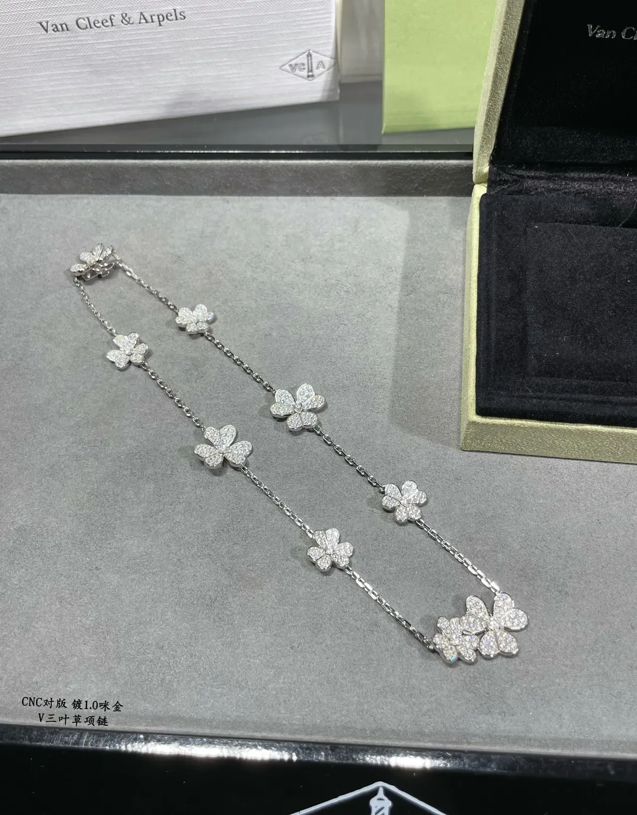 Van Cleef & Arpels Alhambra Floral Pavé Necklace 4
