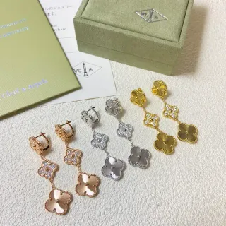 Van Cleef & Arpels Alhambra Three-Tier Clover Motif Dangling Earrings