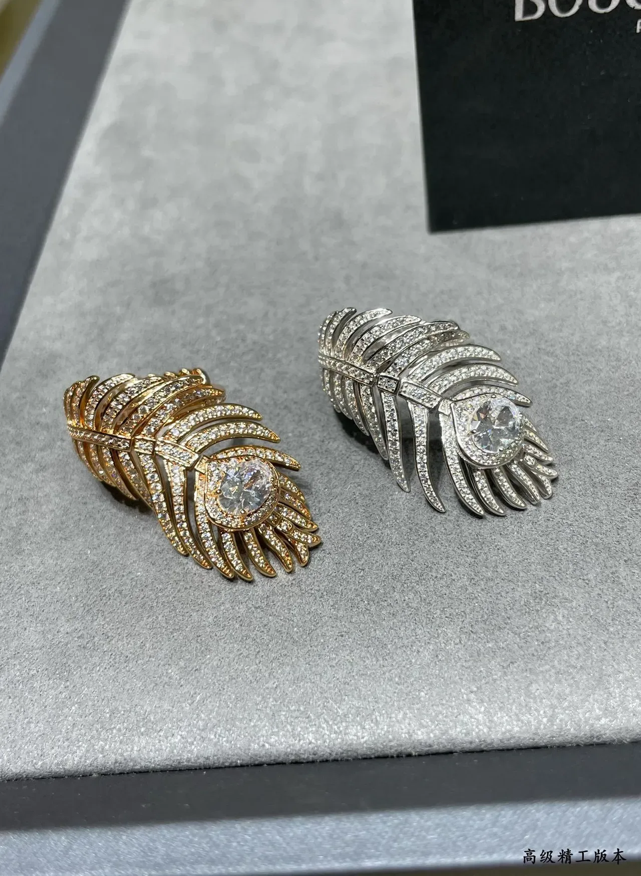 Van Cleef & Arpels 羽毛 玫瑰金 Pavé钻石 羽毛耳环 7