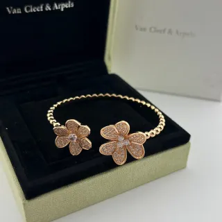 Van Cleef & Arpels Rose Gold Pavé Floral Bracelet