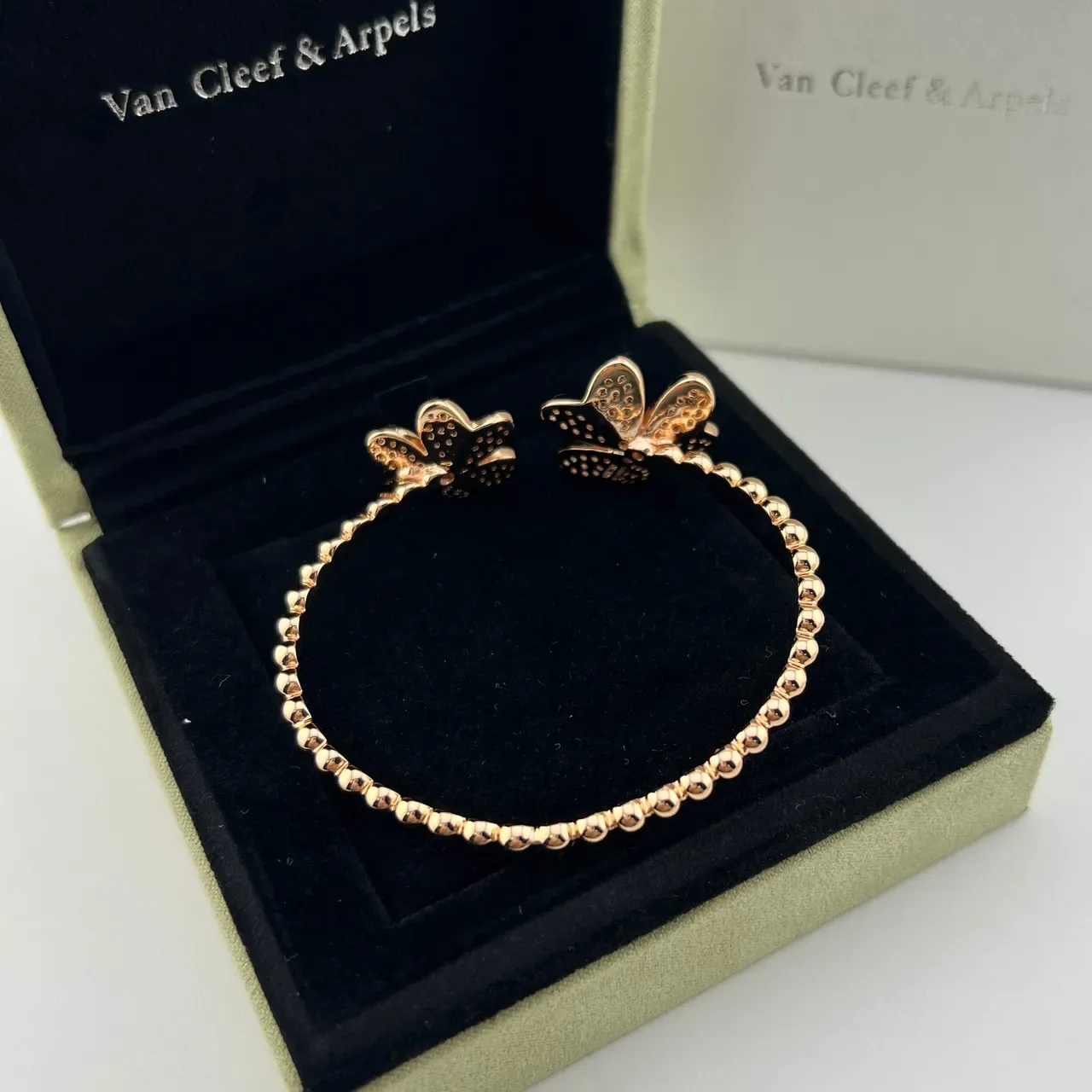 Van Cleef & Arpels Rose Gold Pavé Floral Bracelet 6