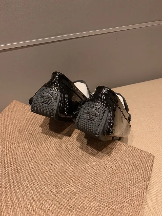 Versace Chain Reaction Black Patent Leather Medusa Loafers 2