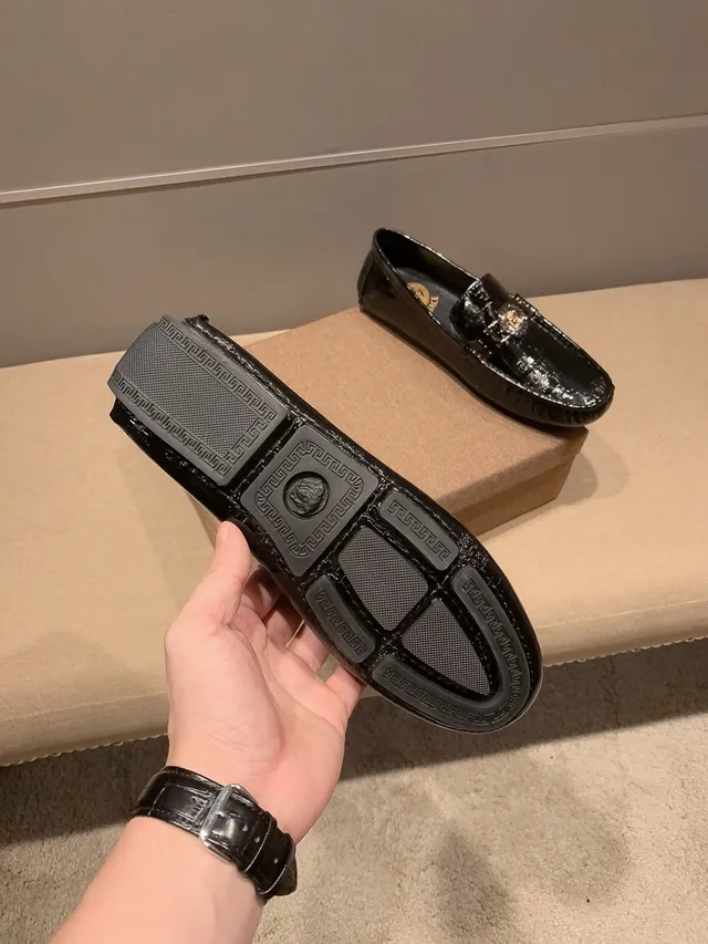 Versace Chain Reaction Black Patent Leather Medusa Loafers 3