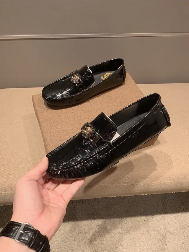 Versace Chain Reaction Black Patent Leather Medusa Loafers 5